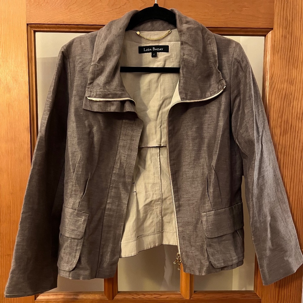 Lida Baday Beige Linen Blend Jacket 8